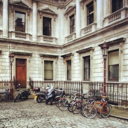 Bicycle parking inside the courtyard of the Royal Academy of Arts