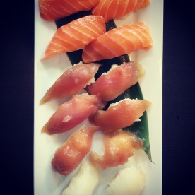 Salmon, tuna and red snapper sushi at Watari.