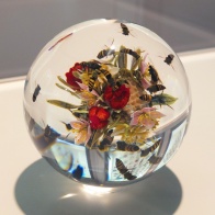 Honey Bee Swarm with Flowers and Fruit by Paul Stankard (Paperweight).