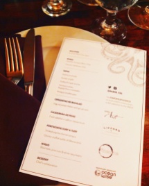The evening's extensive menu.